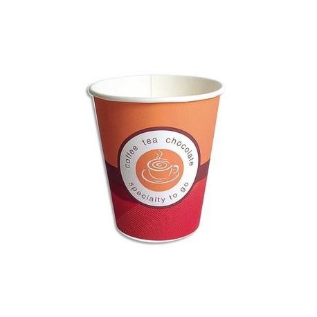 Sachet de 100 gobelets15 cl boissons chaudes en carton épais café  H8 cm, D7 cm orange rouge 