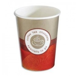 Sachet de 50 gobelets 20 cl boissons chaudes en carton épais café  H9,15 cm, D8 cm beige rouge 