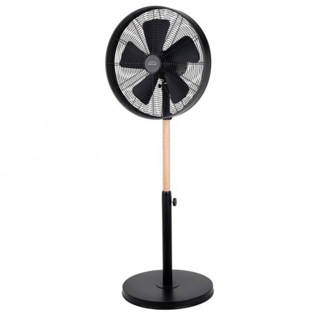 VENTILATEUR NOIR SUR PIED 40CM PIED BOIS