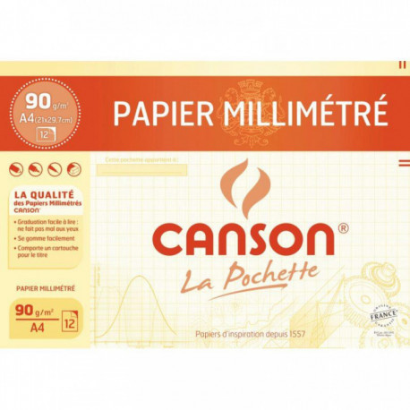 PAPIER MILLIMÈTRE 21X29.7 90 GRAMMES PQT12