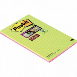 Notes Super Sticky Post-It® Grand Format, Collection Cosmic, Lignées, 101  mm x 101 mm, 90 Feuilles/Bloc, 3 Blocs/Paquet