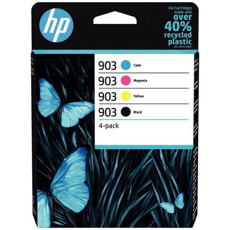 LOT DE 4 CARTOUCHES ENCRE À LA MARQUE HP 6ZC73AE NOIR CYAN MAGENTA ET JAUNE