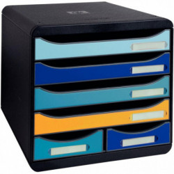 MODULE 6 TIROIRS NOIR/BEEBLUE STORE BOX L35,5 X H27,1 X P27 CM 98 % RECYCLE ANGE BLEU 