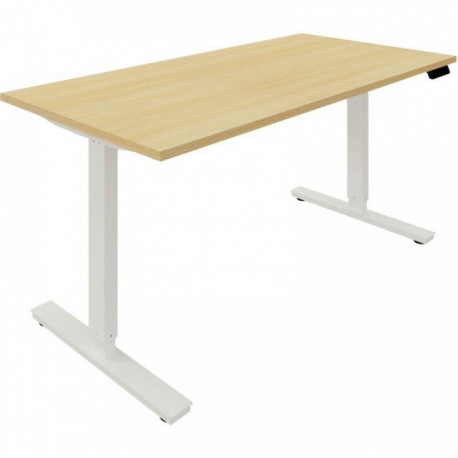 BUREAU INDIVIDUEL SLADE L160XP80CM PLATEAU CHÊNE CLAIR/PIÈTEMENT BLANC