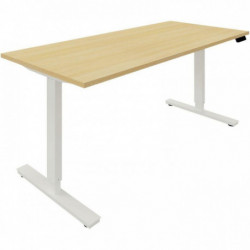 BUREAU INDIVIDUEL SLADE L180XP80CM PLATEAU CHÊNE CLAIR/PIÈTEMENT BLANC