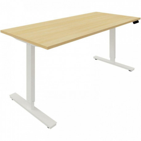 BUREAU INDIVIDUEL SLADE L180XP80CM PLATEAU CHÊNE CLAIR/PIÈTEMENT BLANC