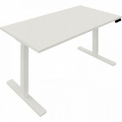 BUREAU À RÉGLAGE COMMANDE ÉLECTRIQUE GUERA L120XP80CM PLAT. 25MM BLANC/PIÈTEMENT BLANC