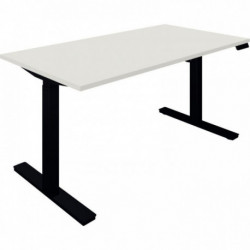 BUREAU À RÉGLAGE COMMANDE ÉLECTRIQUE GUERA L160XP80CM PLATEAU 25MM BLANC /PIÈTEMENT NOIR finition époxy plat.régl.de 71 à 117cm.