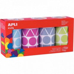 LOT DE 4 ROULEAUX GOMMETTES GÉOMÉTRIQUES COULEUR FUN