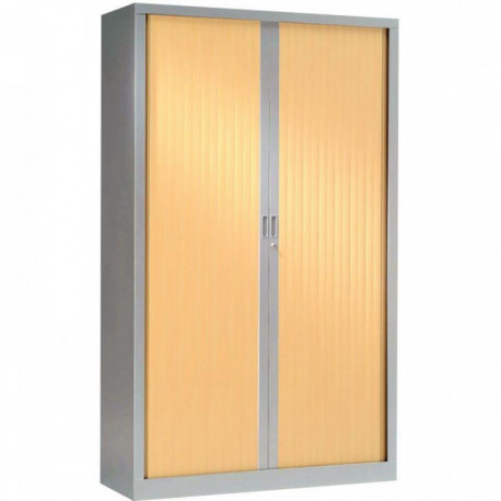 ARMOIRE À RIDEAUX HAUTE FAB FR 4 TABLETTES H198 L120 P43CM GENERIC+ CORPS ALUMINIUM RIDEAUX CHÊNE CLAIR GAR 5ANS