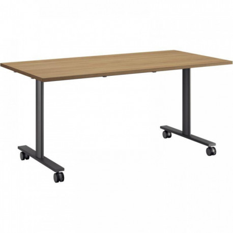 TABLE DE RÉUNION MOBILE RABATTABLE L140CM CONNEXION  FAB FR PLATEAU CHÊNE DU BOCAGE/PIÈTEMENT ANTHRACITE GAR 5 ANS