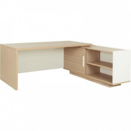 BUREAU RETOUR DROITE BRABANT FAB FR L200/218XH75XP90/180CM AVEC RANGEMENTS CHÊNE STRUCTURÉ/BLANC GAR 5 ANS