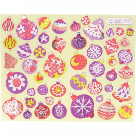 POCHETTE DE 376 GOMMETTES BOULES DE NOËL HOLOGRAPHIQUE