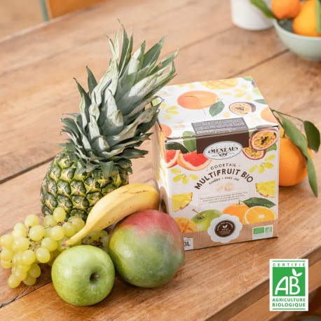 PUR JUS MULTIFRUITS BIO 3L SE GARDE OUVERT 1 MOIS -80% DE PLASTIQUE/ BOUTEILLE  GARDE LE FRAIS