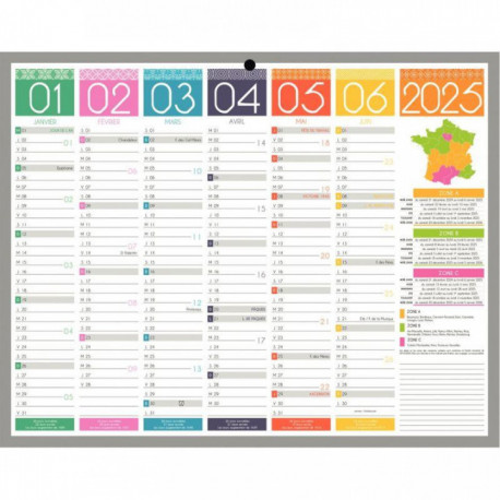 CALENDRIER SEMESTRIEL 6 MOIS PAR FACE TENDANCE 21X26,5CM