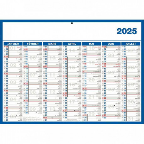 CALENDRIER SEMESTRIEL 7 MOIS PAR FACE 40X55CM SOUPLE