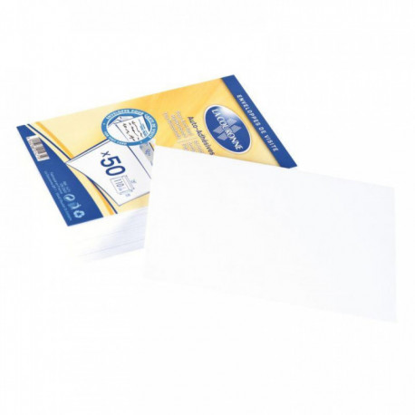 PAQUET DE 50 ENVELOPPES BLANCHES 90X140MM 110G POUR CARTES DE VISITE