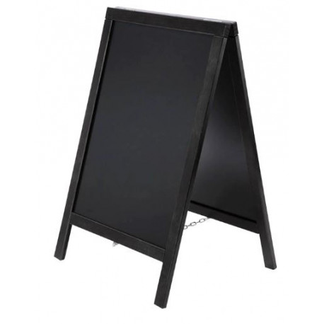 TABLEAU DE SOL 75X135X52 EN BOIS AVEC CHEVALET DOUBLE FACE P/MARQUEUR TYPE CRAIE COLORIS NOIR