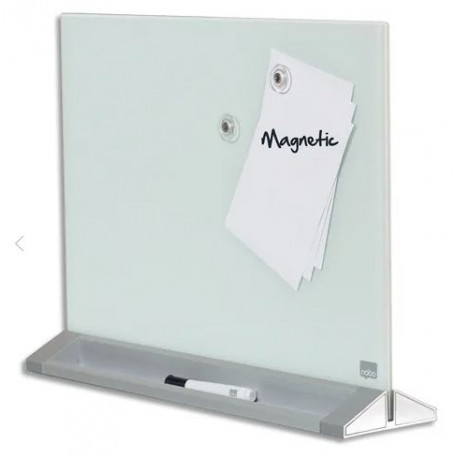 TABLEAU DE BUREAU VERRE BLANC BRILLANT 574X432X140MMDOUBLE FACE MAGNETIQUE