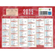 CALENDRIER SEMESTRIEL 13,5X17,5CM ROUGE 6 MOIS PAR FACE