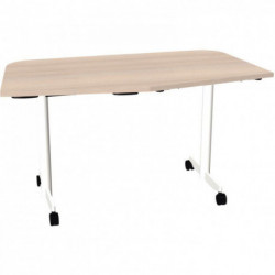 BUREAU PLAN TABLE 164° PROFONDEUR 73  MONTANT STRUCTUREL BLANC ET PLATEAU ACACIA