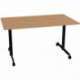 BUREAU PLAN DROIT TABLE L140 CM X P80 CM EVOLVE PLATEAU CHÊNE CLAIR STRUCTURE NOIR