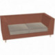 CANAPE  LOUNGE 2 PLACES structure pin massif piét.bois tissu bicolore SAUMON :GIVRE  GAR. 8 ANS