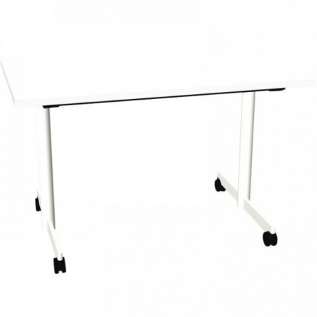 BUREAU PLAN DROIT TABLE L120 CM X P70 CM EVOLVE PLATEAU BLANC STRUCTURE BLANC