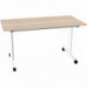 BUREAU PLAN DROIT TABLE L140 CM X P70 CM EVOLVE PLATEAU ACACIA STRUCTURE BLANC