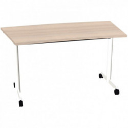 BUREAU PLAN TABLE COURBE POUR P70 CM EVOLVE PLATEAU ACACIA STRUCTURE BLANC