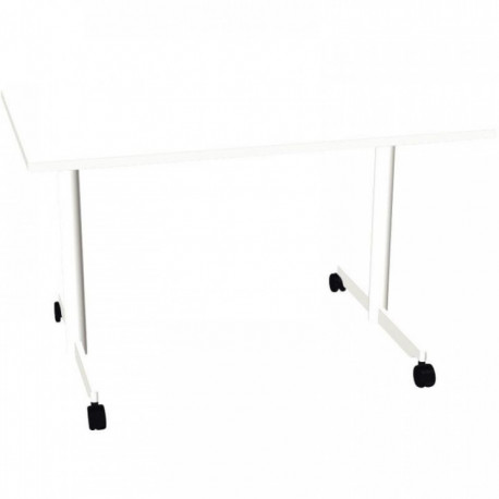 BUREAU PLAN DROIT TABLE L120 CM X P80 CM EVOLVE PLATEAU BLANC STRUCTURE BLANC