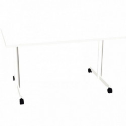 BUREAU PLAN DROIT TABLE L140 CM X P80 CM EVOLVE PLATEAU BLANC STRUCTURE BLANC