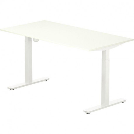 BUREAU RÉGLABLE ÉLECTRIQUE LUTZGUERA L140X80CM PLATEAU BLANCPIÈTEMENT BLANC