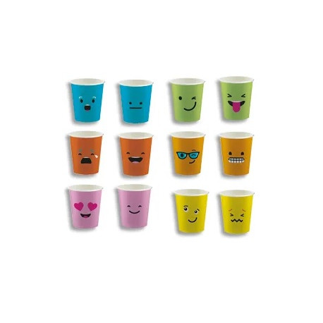 GOBELETS CARTON EMOTICONES LOT DE 100 BOISSONS CHAUDES 15CL H.7.01CM DIAM. 8CM (copie)