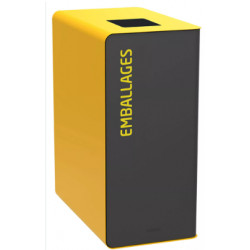 BORNE DE TRI SELECTIF 65L SANS SERRURE - CUBATRI - EMBALLAGES-GRIS MANGANES / JAUNE COLZA 1021