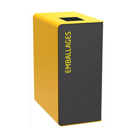 BORNE DE TRI SELECTIF 65L SANS SERRURE - CUBATRI - EMBALLAGES-GRIS MANGANES / JAUNE COLZA 1021