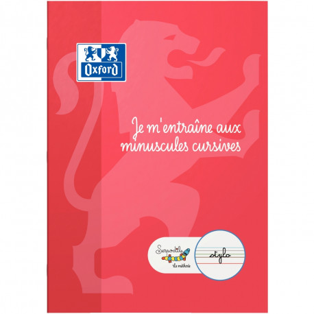 CAHIER D'ÉCRITURE DYS FORMAT A4, 32 PAGES, LETTRES MINUSCULES CURSIVES