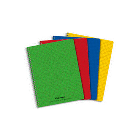 CAHIER SPIRALE 17X22 180P 90G 5x5 COUV PP ASSORTI