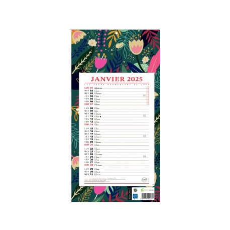 CALENDRIER MENSUEL 12 FEUILLES 36X19CM AMBIANCE 36x19cm