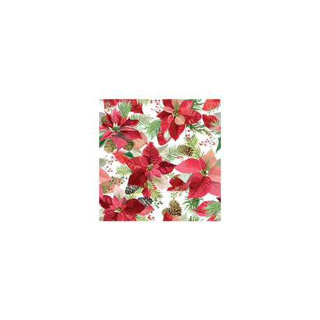 Serviettes 330 x 330 mm à motif de Noël "Winter Poinsettia" paquet de 20