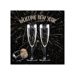 Serviettes 330x330mm à motif réveillon "Welcome New Year" paquet de 20