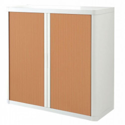 ARMOIRE À RIDEAUX  PERSONNALISABLE H104 L110 P41,5 CM 2 TABLETTES CORPS BLANC / RIDEAUX HETRE GAR 5 ANS