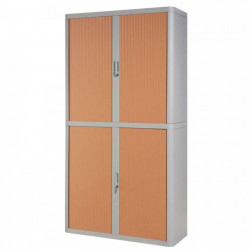 ARMOIRE À RIDEAUX  RECYCLABLE H204 L110 P41,5 CM 4 TABLETTES CORPS GRIS / RIDEAUX HETRE GAR 5 ANS