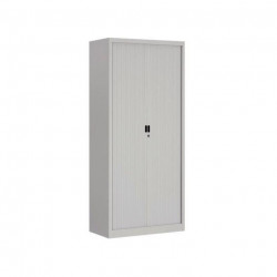 ARMOIRE COMPACTE FAB FR H180 L90 P43CM 2 RIDEAUX 3 TABLETTES GRIS CLAIR  GAR 3 ANS