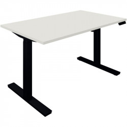 BUREAU À RÉGLAGE COMMANDE ÉLECTRIQUE GUERA L140XP80CM PLATEAU 25MM  BLANC /PIÈTEMENT NOIR finition époxy plat.régl.de 71 à 117cm