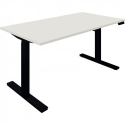 BUREAU À RÉGLAGE COMMANDE ÉLECTRIQUE GUERA L160XP80CM PLATEAU 25MM  BLANC /PIÈTEMENT NOIR finition époxy plat.régl.de 71 à 117cm