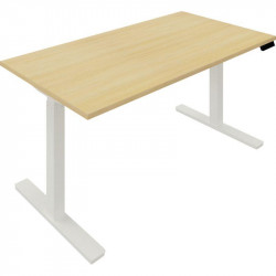 BUREAU À RÉGLAGE COMMANDE ÉLECTRIQUE GUERA L160XP80CM PLATEAU 25MM  CHÊNE CLAIR/PIÈTEMENT BLANC finition époxy plat.régl.de 71 à