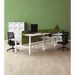 BUREAU INDIVIDUEL AXEL PREPERCE POUR OBTURATEUR L180XP80CM PLATEAU BLANC NEIGE/PIÈTEMENT BLANC- REGLABLE EN HAUTEUR