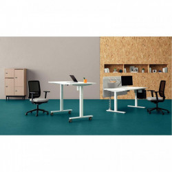 BUREAU RÉGLABLE ÉLECTRIQUE LUTZGUERA L140X80CM PLATEAU BLANCPIÈTEMENT BLANC