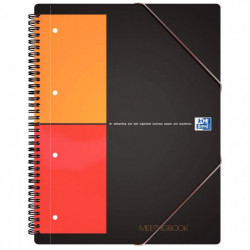 CAHIER SPIRALE MEETINGBOOK A4+ 5X5 80G 160P PERF +CHEM 3 RABATS ELAST. FAB France OXFORD PEFC SCRIBZEE